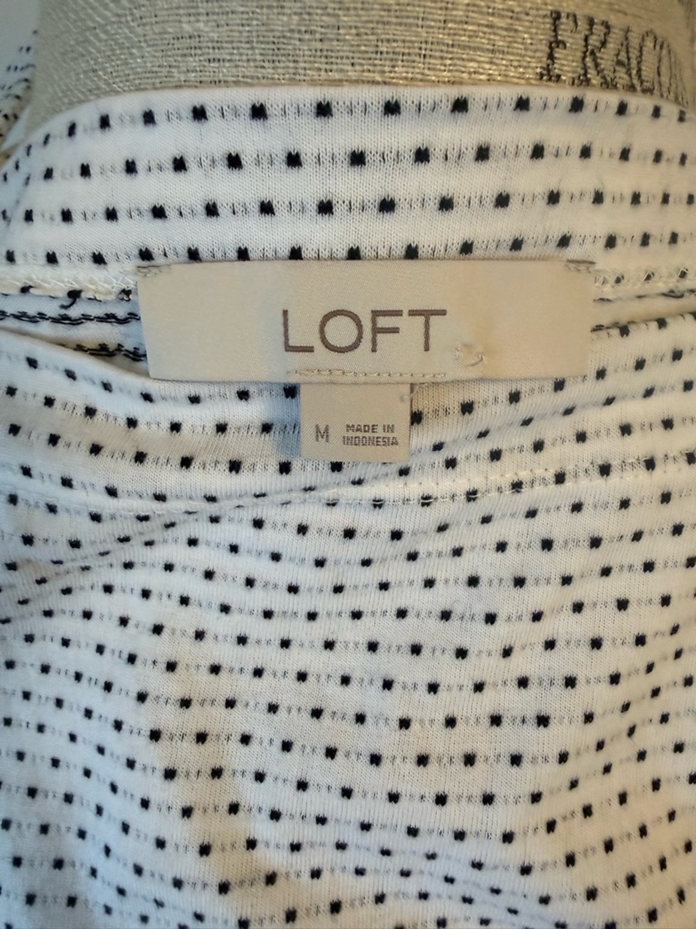LOFT White Top with Black Mini Dot Pattern